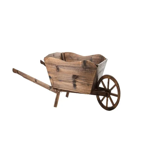 Decorative wooden wheelbarrow