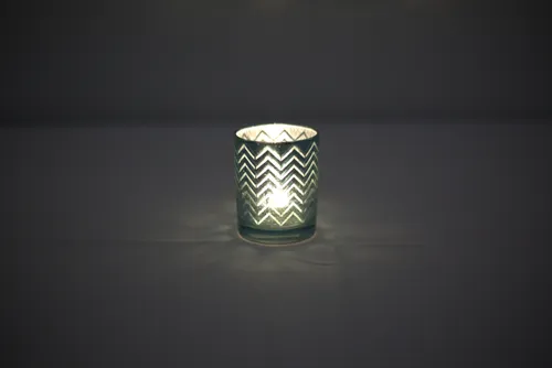 Blue candle jar with lights