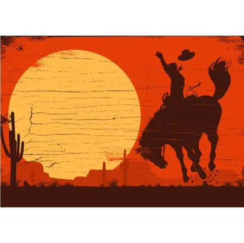 Western - XXL Visual Wild Horse Sunset 6x3m
