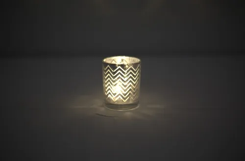 Silver candle jar with lights