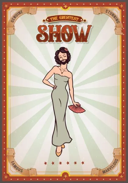 Poster - Circus Show - bearded lady 70x100cm	