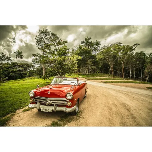 Cuba - Visual Vintage Red Car 3x2m