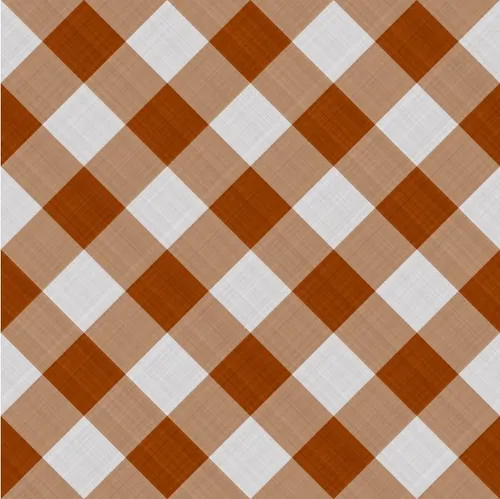 Round brown and white checkered tablecloth Ø1.80m 