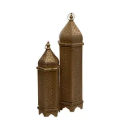 Oriental golden lantern medium - with lights