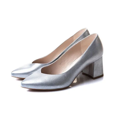 Silver women's shoe with 3.5cm heel