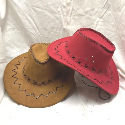 Beige & Red Cowboy Hat