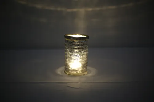 Vintage silver candle jar small with lights