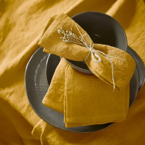 Washed linen yellow mustard