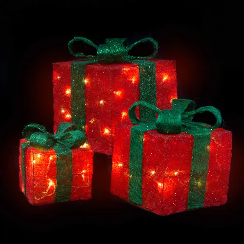 Illuminated red Christmas gift