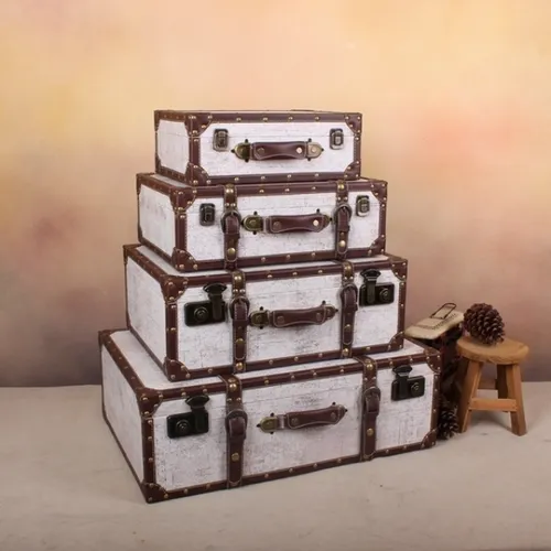 Vintage trunk set of 3 - White