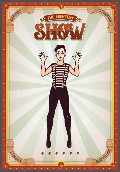 Poster - Circus Show - mime 70x100cm