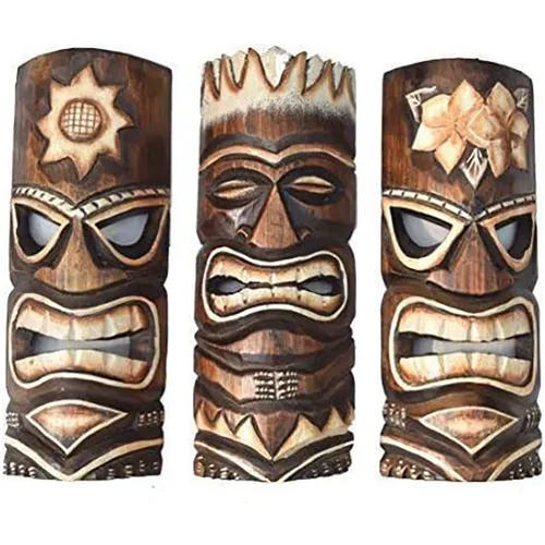 Set of 3 Easter Island Wooden Masks