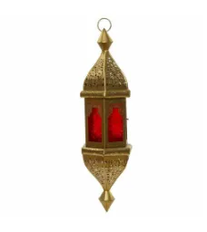 Oriental lantern with red glass - with lights