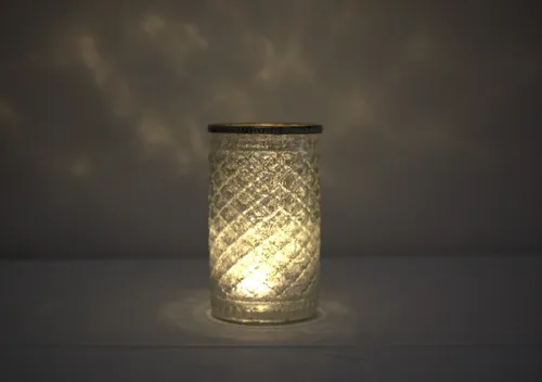 Vintage silver candle jar big with lights
