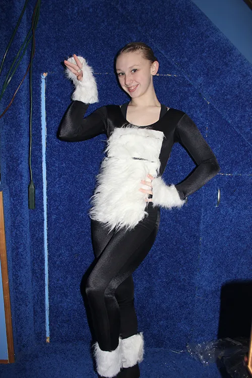 Black Cat Unitard w/ White Stomach & Fur - SA