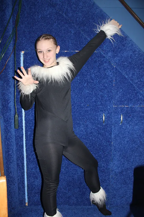 Black Unitard w/ White Fur Collar - MA