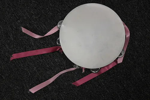 White Tambourines with Ribbon