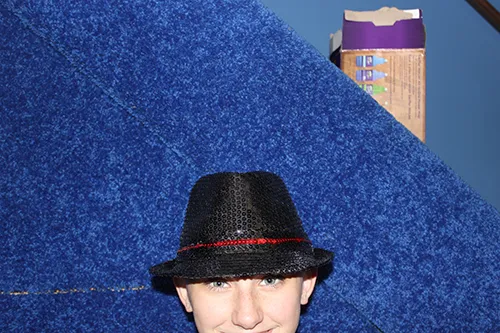 Black Sequin Hat w/ Red Rim