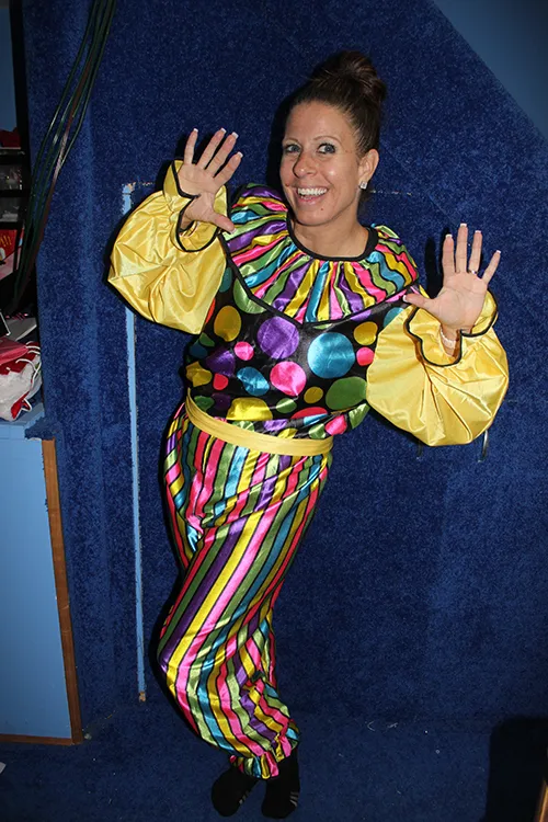 Yellow Polka Dot/Stripe Jumpsuit Clown