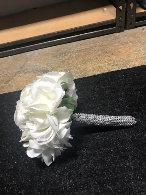 White Flower Bouquet with Sparkle Handle