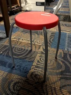 Red Stool with Silver Legs