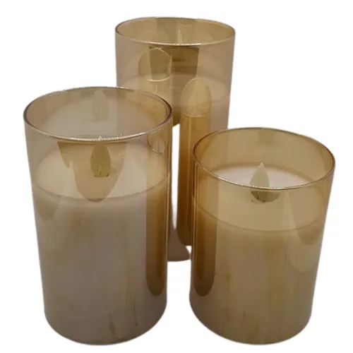 Amber Flicker LED Trio Candles