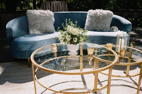Round Gold and Glass Coffee Table