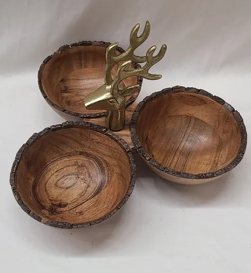 Deer Head Bowl Trio