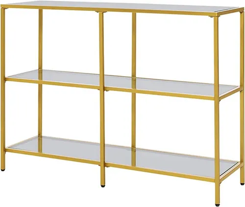 3 Level Gold and Glass Side Table