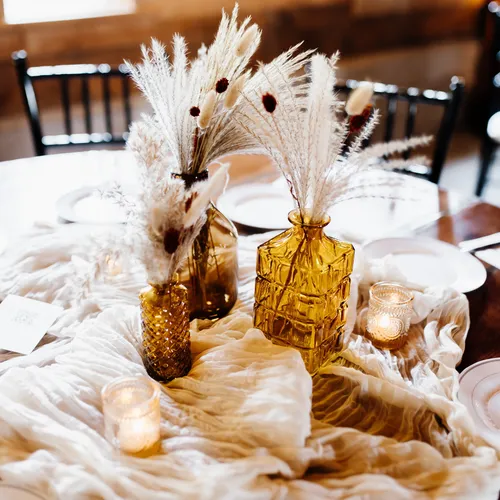 Tall Vintage Style Amber Bud Vases