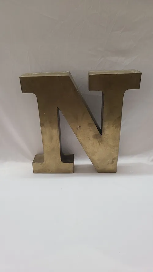 Large Gold Metal Letter N