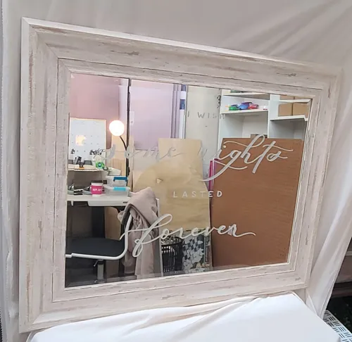 Distressed White Framed Mirror