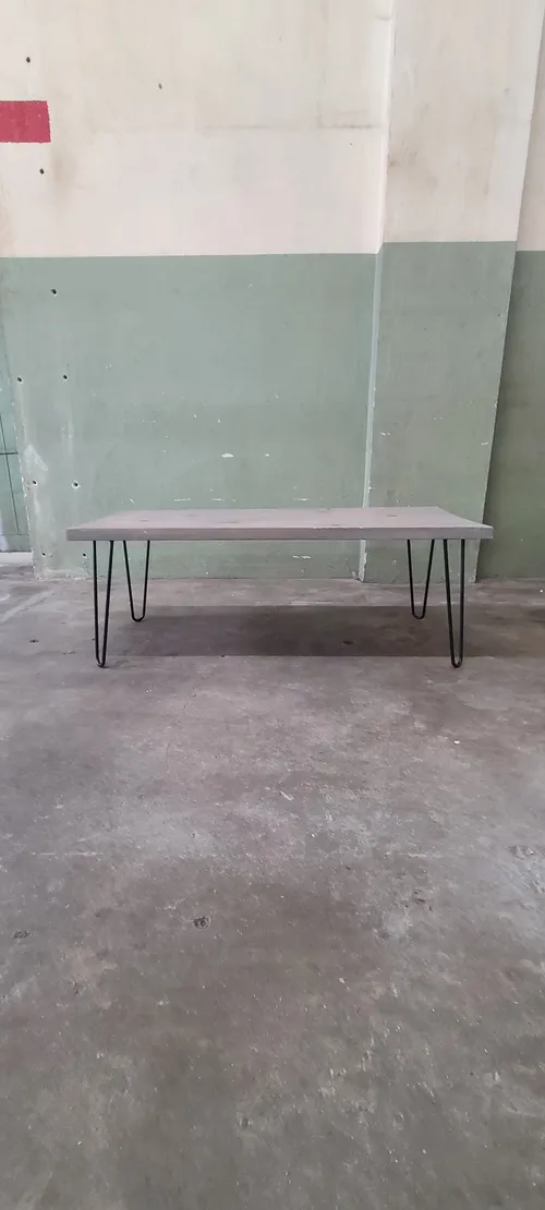Gray Washed and Black Wood Coffee Table
