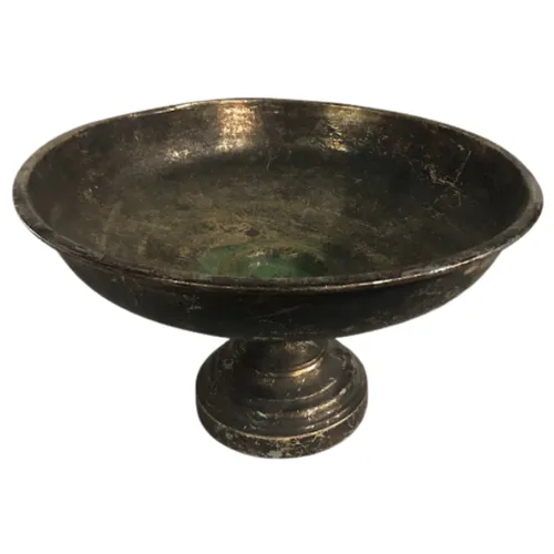 Large Distressed Gold Compote