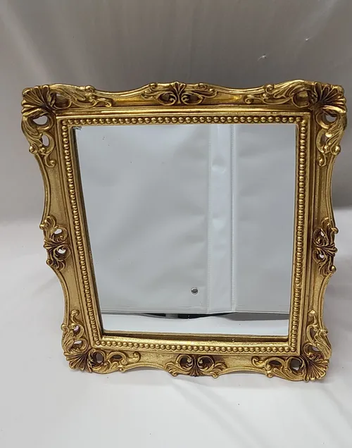 Small Gold Ornate Framed Mirror with Stand