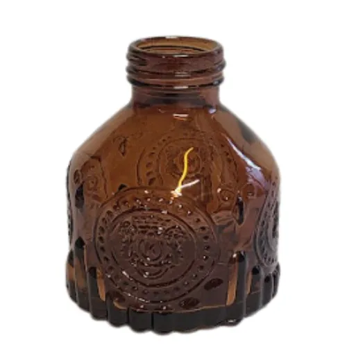 Short Vintage Style Amber Bud Vases
