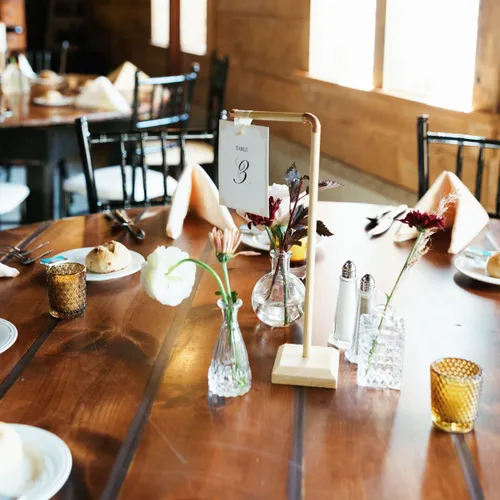 Light wood & Rose table number Holders