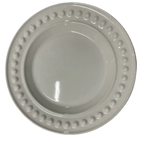 White Textured Rim Medium Plate