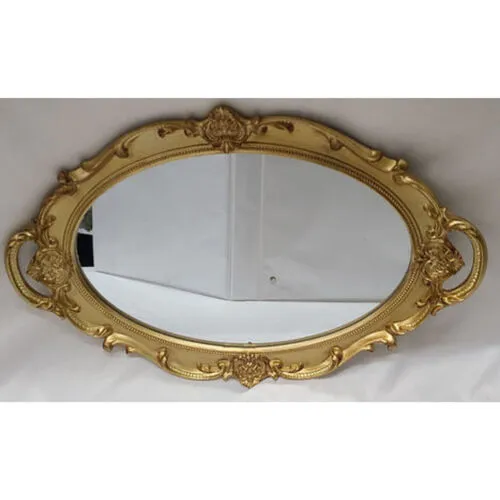 Small Gold Oval Mirror Tray 