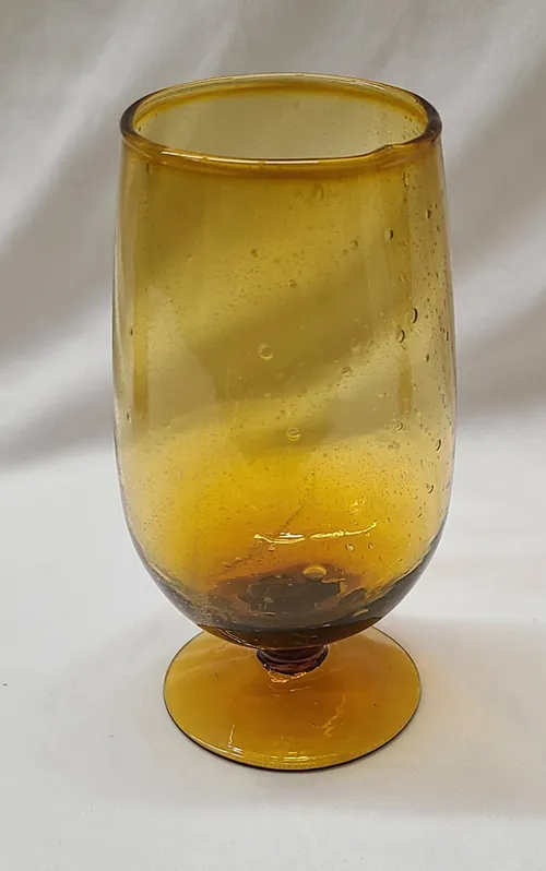 Amber Bubbled Wine Glass