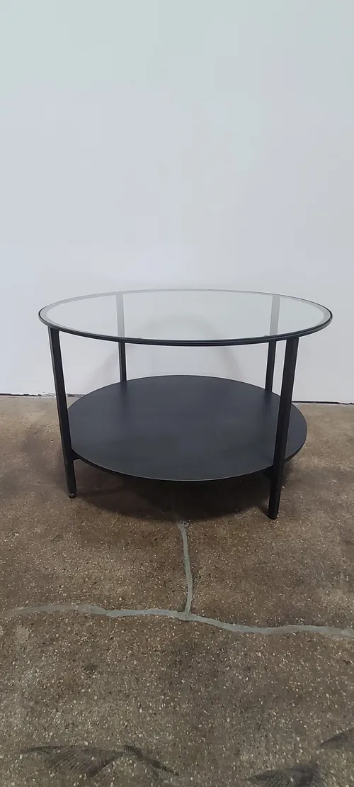 Round Black and Glass Coffee Table