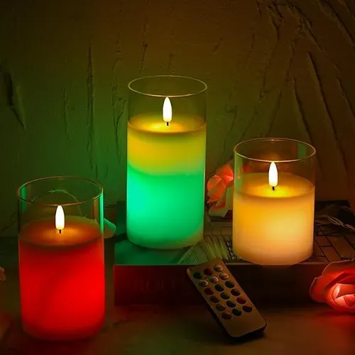 Color Changing Flicker LED Trio Candles