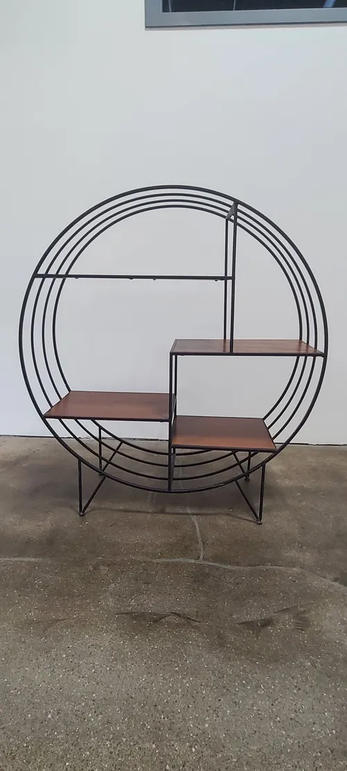 Round Black and Wood Shelf