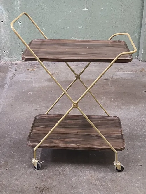 Wood & Gold Bar Cart