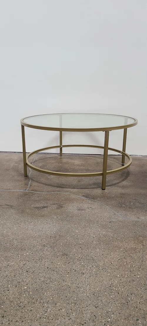 Round Gold and Glass Coffee Table