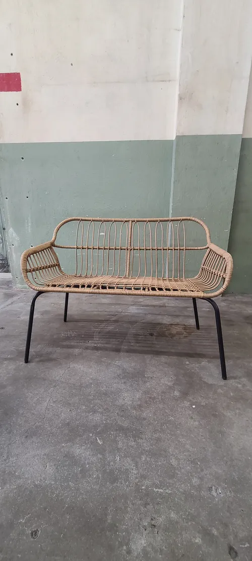 Wicker and Black Bench