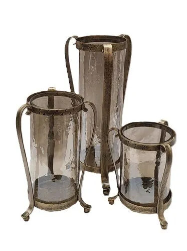 Glass & Brass Candle Holders 