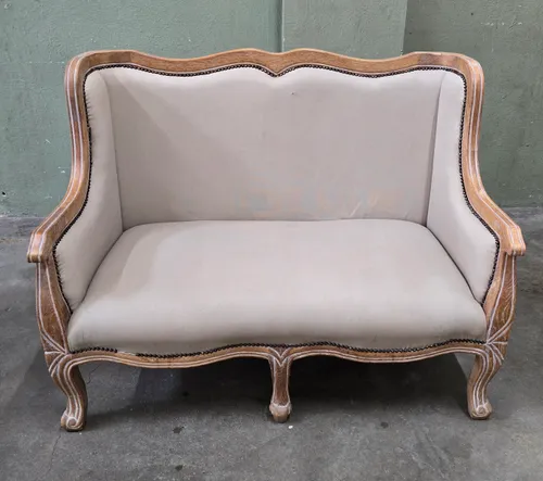 Cream & Wood Love Seat