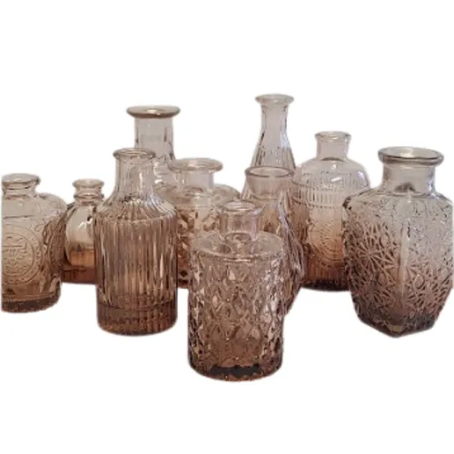 Assorted Vintage Style Pink Amber Bud Vases