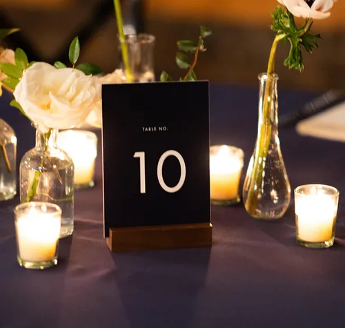 Dark Wood Block Table Number Stand